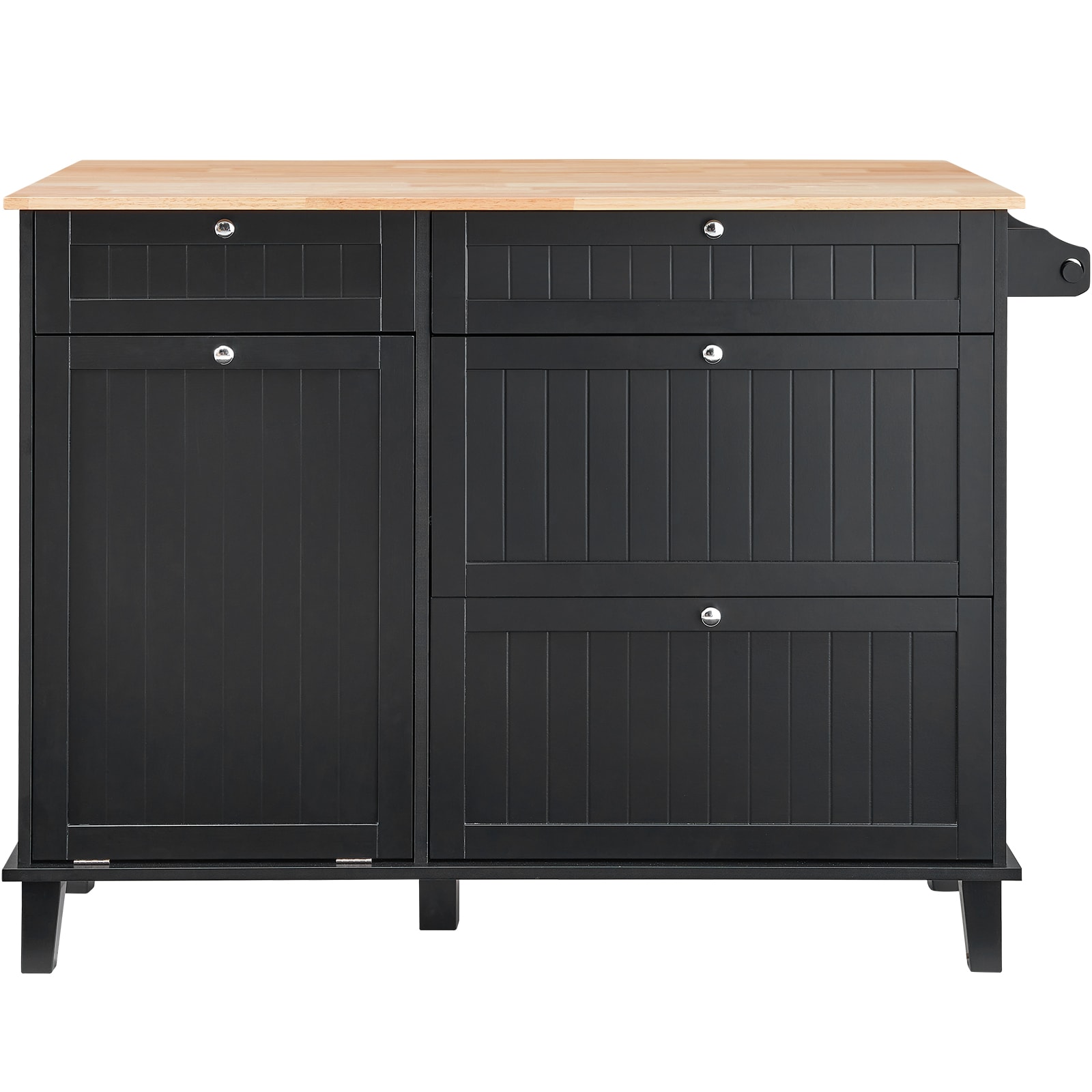 Kitchen Island Cart Storage Cabinet Serving With Drawer & Trash Cabinet_voghion.com